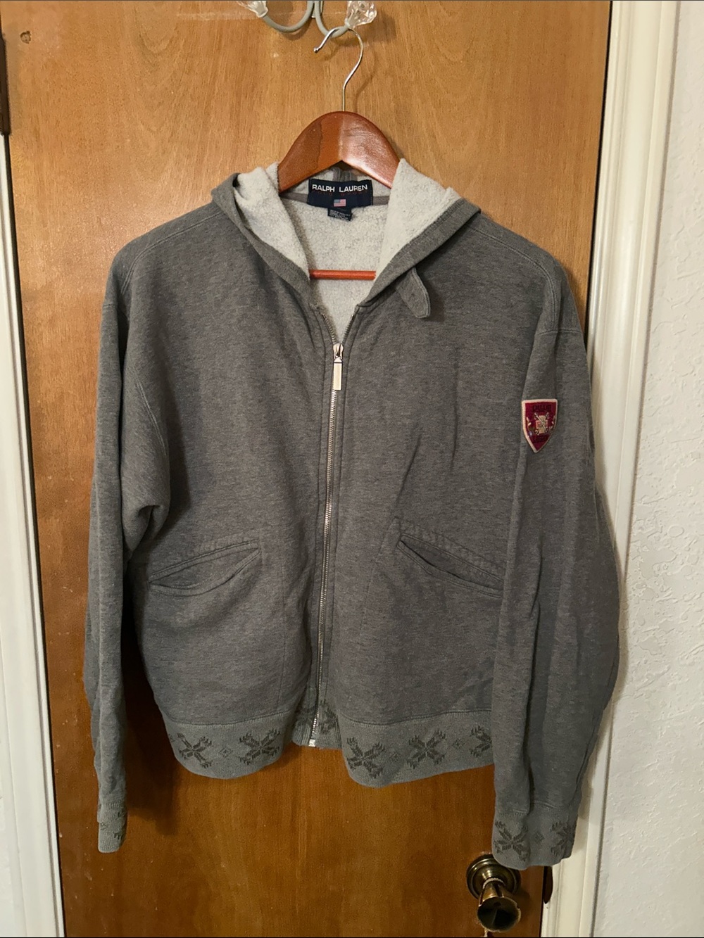 Ralph Lauren Gray Full-Zip Hooded Sweater. M. Great shape